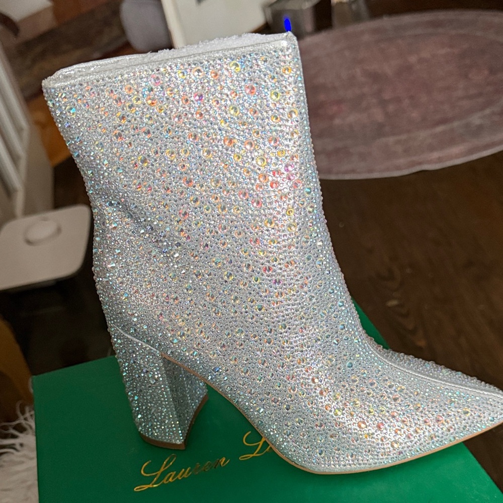 Silver rhinestone Ankle Boots